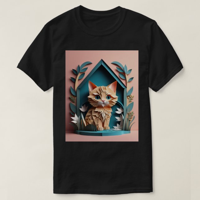 3D Papper konst Kitten Design T-shirt (Design framsida)