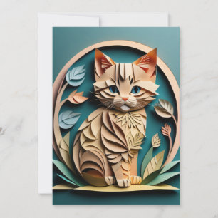 3D Papper konst Kitten Design T-shirt Inbjudningar