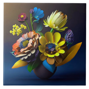 3d pappersblommor kakelplatta