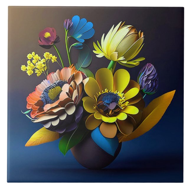 3d pappersblommor kakelplatta (Framsidan)