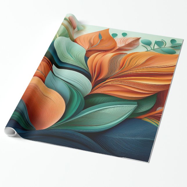 3D Pappersblommor Lyxigt Presentpapper (Utrullad)