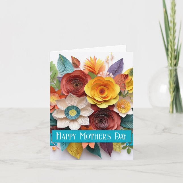 3D Papperskonst Blommor Mors Dag Kort (Framsida)