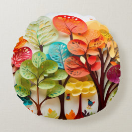 3D Pappra Lagrar Träd: Naturlig gåva till henne Rund Kudde