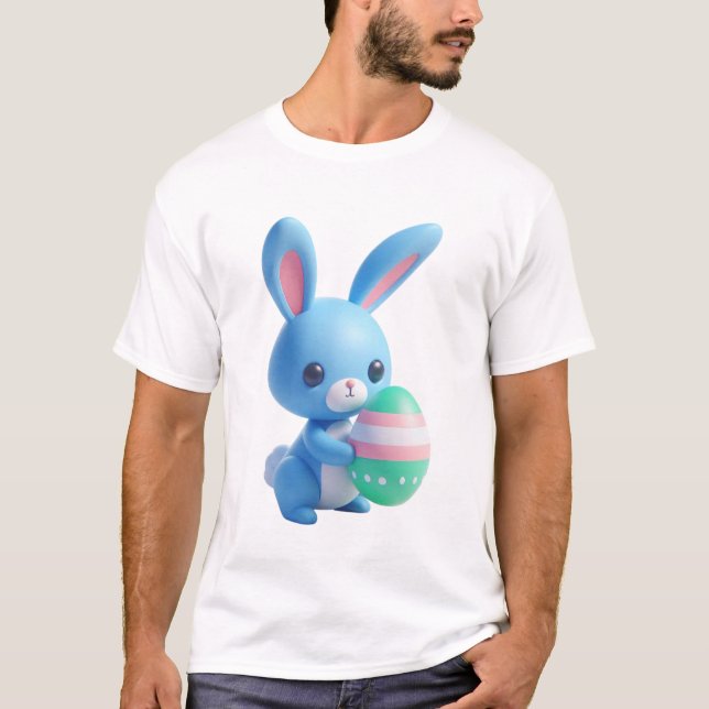 3D-Påskhare med uppspelning som håller en färgstar T Shirt (Framsida)