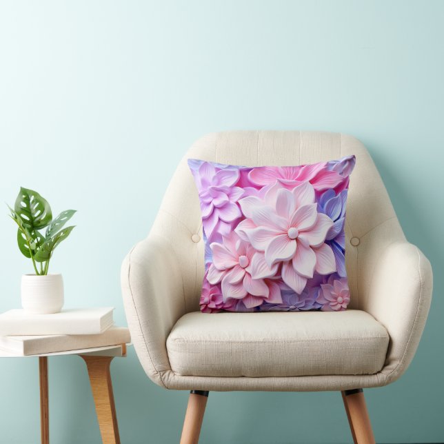 3D Pastel Flower Mönster Kudde (Stol)