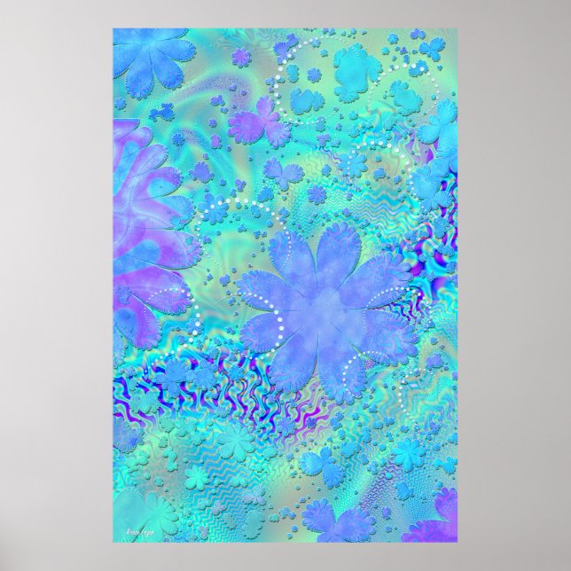 3D Pastel Flower Psychedelic Art Poster (Framsidan)