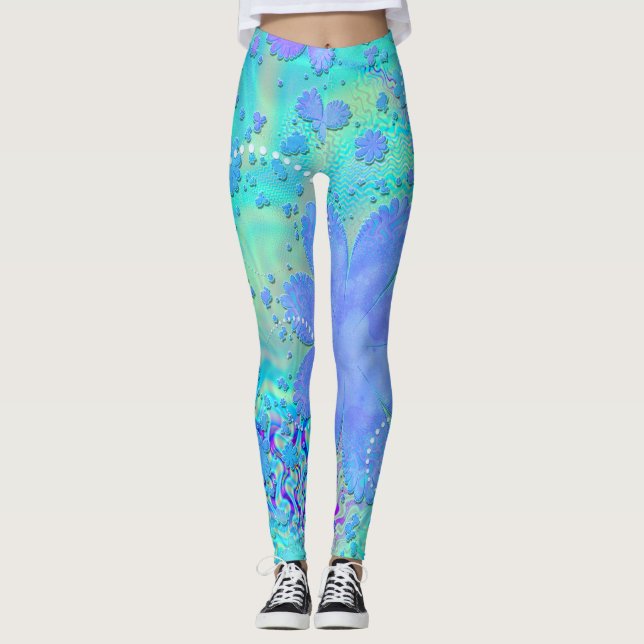 3D Pastel Flower Psychedelic Leggings (Framsida)