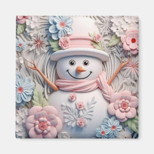 3D Pastel Snögubbe Magnet
