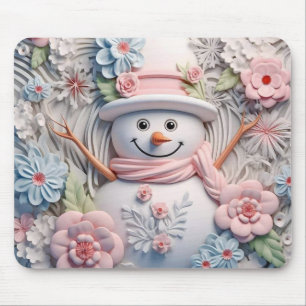 3D Pastel Snögubbe Musmatta