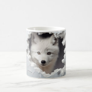 3D Peering Arctic Fox, Winter Fox Älskare Kaffemugg
