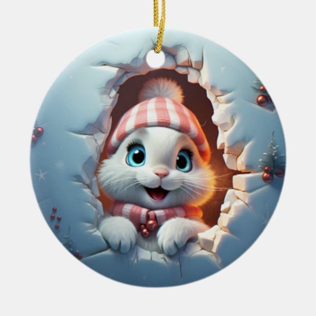 3D Personlig julkanin Julgransprydnad Keramik (Framsidan)
