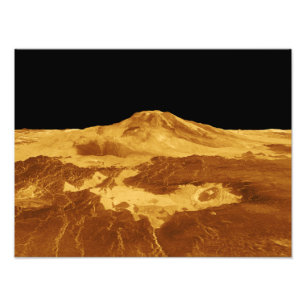 3D-perspektivvy för maat Mons på Venus Fototryck