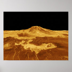 3D-perspektivvy för maat Mons på Venus Poster