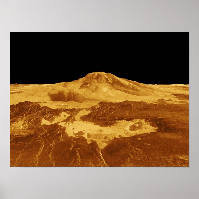 3D-perspektivvy för maat Mons på Venus Poster (Framsidan)