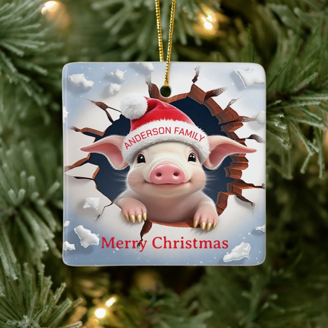 3D Piglet-jul Julgransprydnad Keramik (Träd)