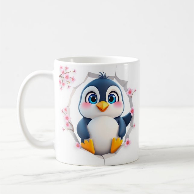 3d pingvinmugg omslag, 3d muggomslag design kaffemugg (Vänster)
