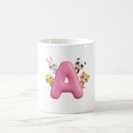 3D Pink Balloon Letter A Forest Animals Mug Kaffemugg