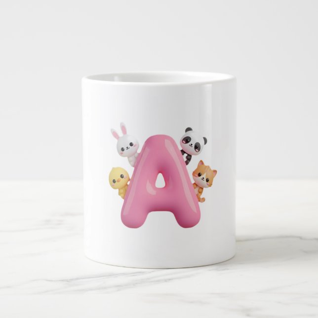 3D Pink Balloon Letter A Jumbo Mug Mugg (Framsidan)