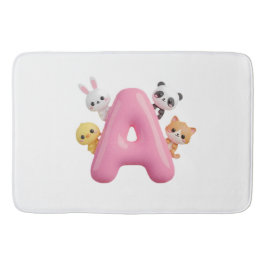 3D Pink Balloon Letter A Plush Bath Mat Badrumsmatta