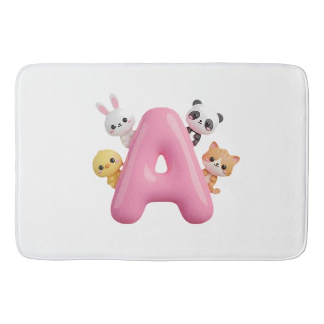 3D Pink Balloon Letter A Plush Bath Mat Badrumsmatta (Framsidan)