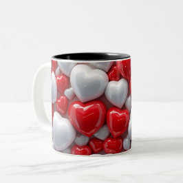 3D Pink heart Två-Tonad Mugg