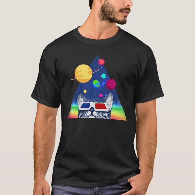 3D planet cat T Shirt (Framsida)