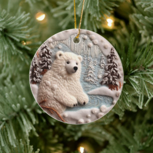 3D-Polarna med broderade utseende - Bear-Julvinter Julgransprydnad Keramik