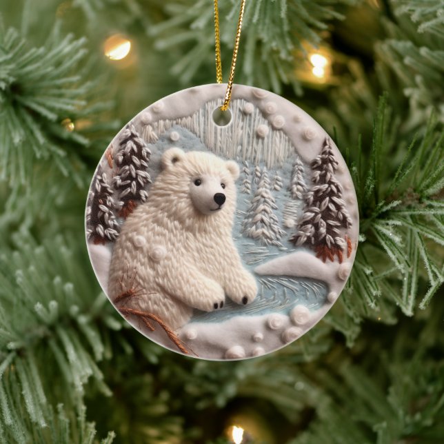 3D-Polarna med broderade utseende - Bear-Julvinter Julgransprydnad Keramik (Träd)
