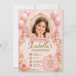 3D Prinsessa Födelsedagsinbjudan Mall | Rosa