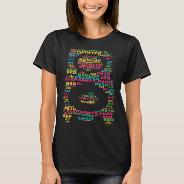 3D Printer hot end word cloud T Shirt (Framsida)