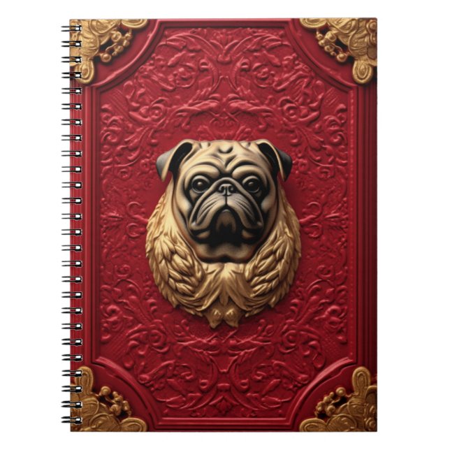 3d Pug Golden Anteckningsbok (Framsidan)