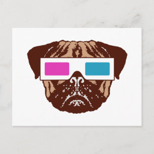 3D Pug Vykort