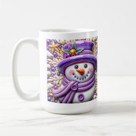 3D Purple Christmas Snowman Kaffemugg