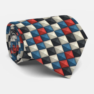 3D Pyramidal Geometric Mönster - Red, Blue & Cream Slips