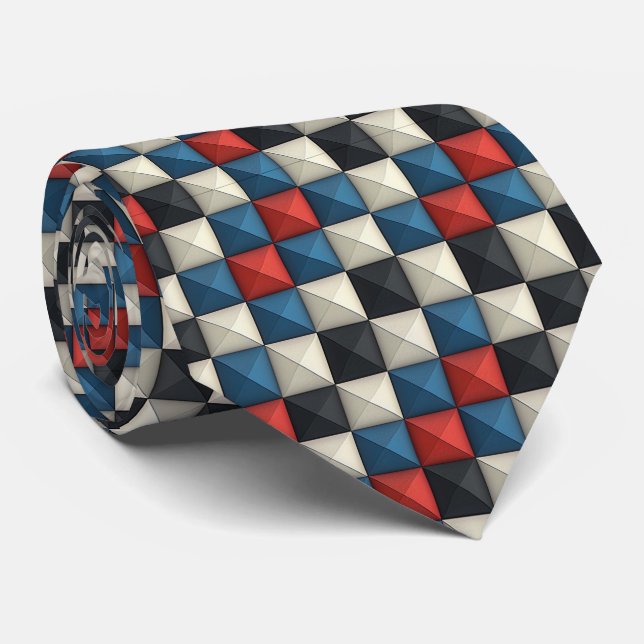 3D Pyramidal Geometric Mönster - Red, Blue & Cream Slips (Rullad)