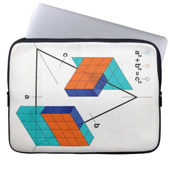 3D Pythagorean Theorem Laptop Sleeve (Framsidan)