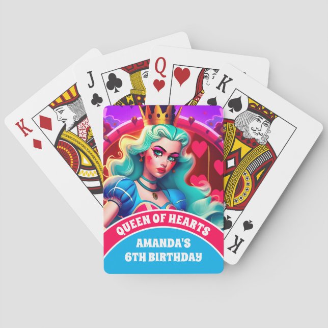 3D Queen of Hearts Födelsedagsfest Casinokort (Baksidan)