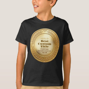 3D Realistisk Guldmedalj Anpassningsbar Prisbelönt T Shirt