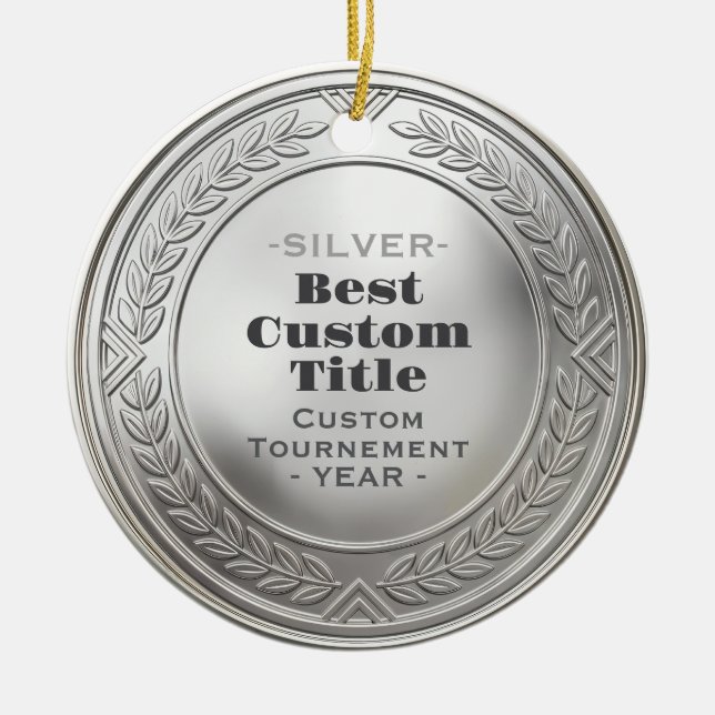 3D Realistisk Silvermedalj Anpassningsbar Utmärkel Julgransprydnad Keramik (Framsidan)