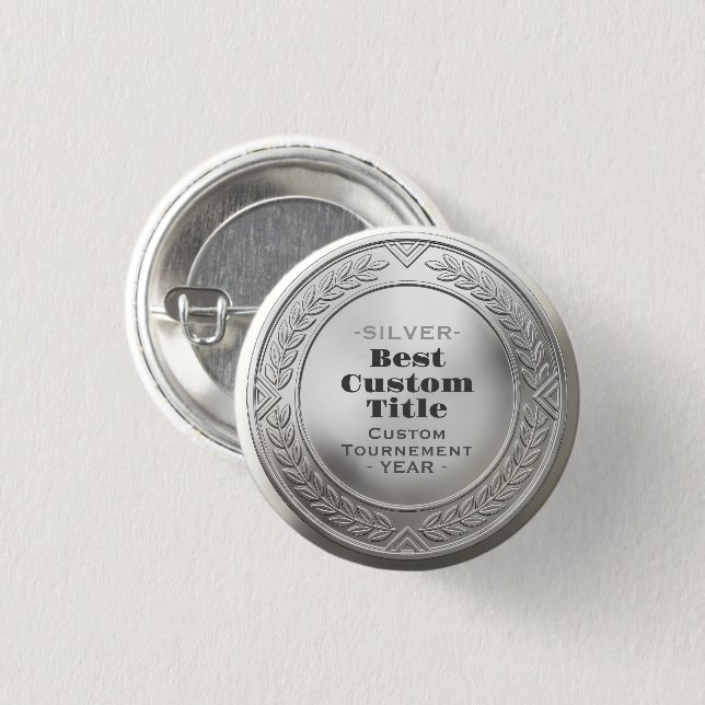 3D Realistisk Silvermedalj Anpassningsbar Utmärkel Knapp (Framsida & baksida)