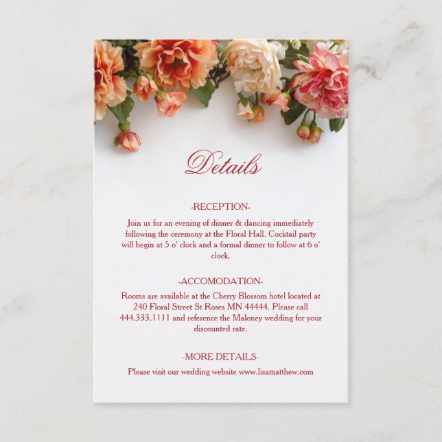 3D Realistiska Varmfärgade Blommor Tilläggskort (Framsida)