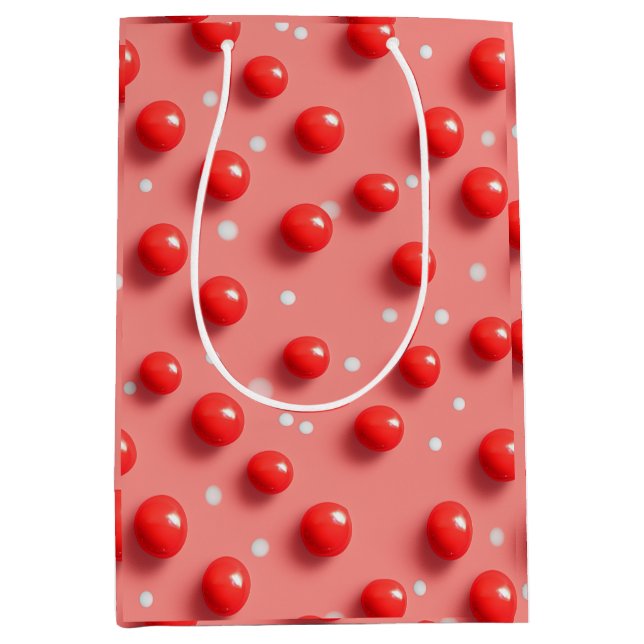 3D Red and White Polka dots Mönster (Framsidan)