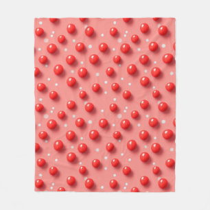 3D Red and White Polka dots Mönster Fleecefilt