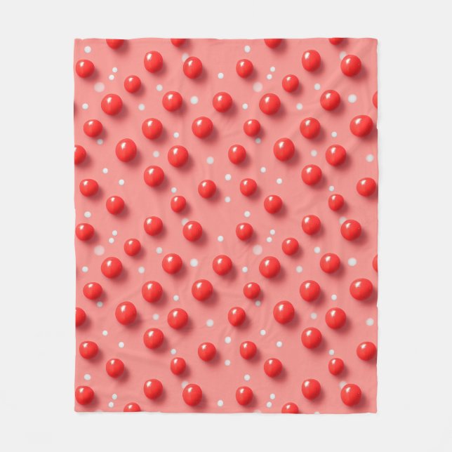 3D Red and White Polka dots Mönster Fleecefilt (Framsidan)