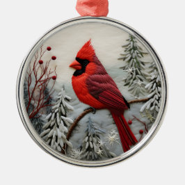 3D Red Cardinal Bird Chirstmas Julgransprydnad Metall