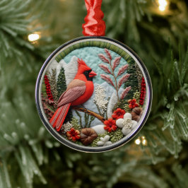 3D Red Cardinal Chirstmas Julgransprydnad Metall