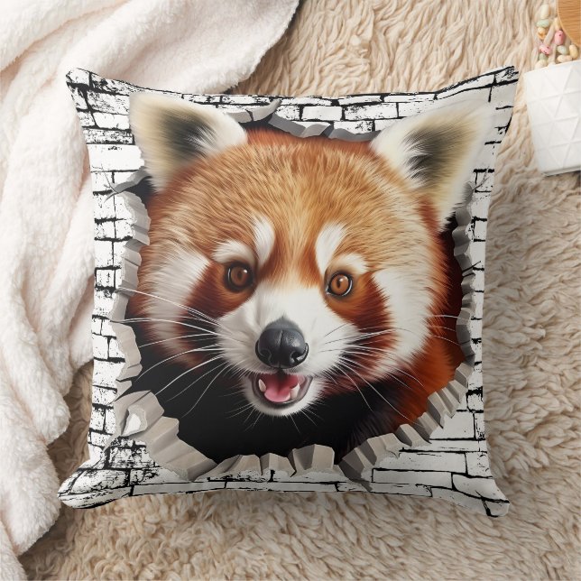 3D Red Panda Wall Break Art – Realistic Safari Kudde (Filt)