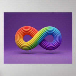 3D Regnbågens oändlighet Symbol Autism Neurodivers Poster