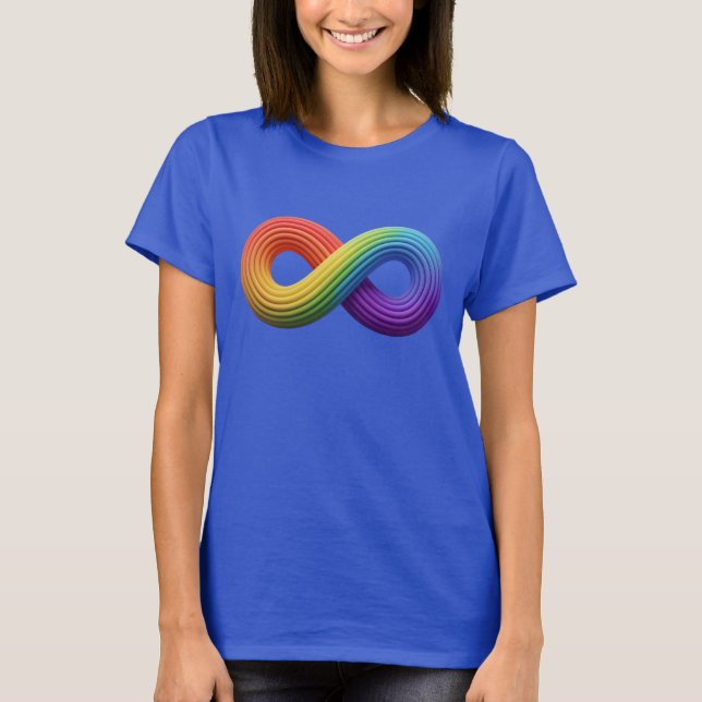 3D Regnbågens oändlighet Symbol Autism Neurodivers T Shirt (Framsida)