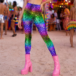 3D-regnbågsfärgad sjöjungfrustjärt Leggings Hyperr